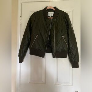 NWT Guess Quilted Bella Bomber Jacket Army Olive Multi Size Small